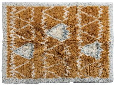 Storied Home Wool Shag Area Rug with Floral Pattern - 5' x 7'