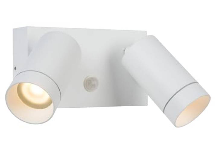 LUCIDE TAYLOR - Spot mural/Applique mural Intérieur/Extérieur - 2xGU10 (MR16) - IP54 - Détecteur De Mouvement - Blanc