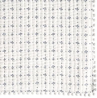 Georgie Pom Pom Quilt - Cornflower, Full/Queen - Ballard Designs