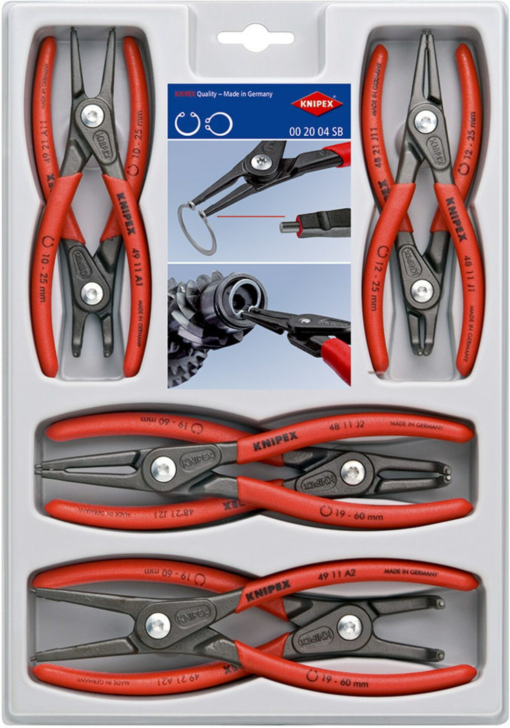 KNIPEX 00 20 04 SB Präzisions-Sicherungsringzangen-Set 8-teilig )