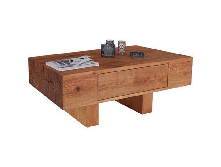 Couchtisch mit Lade Nature, Wildeiche Dekor
