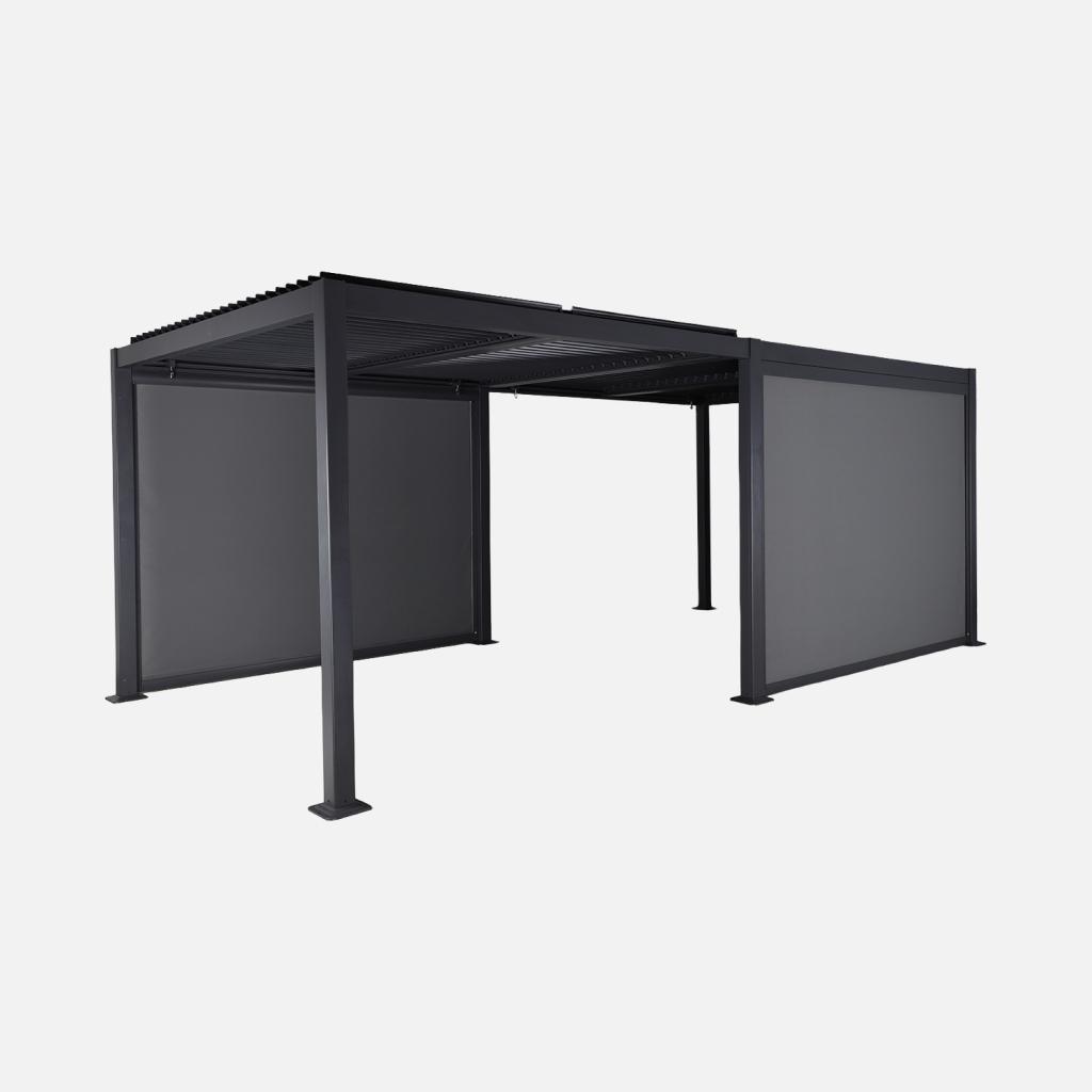 sweeek - Pergola mit Lamellendach Palace 3x6m + 2 Markisen 3m - Anthrazit
