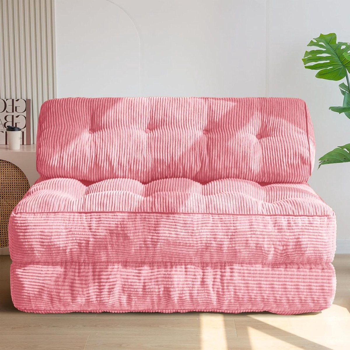 Opvouwbare sofa bed slaapstoel met kussens, roze, Lengte: 190 cm