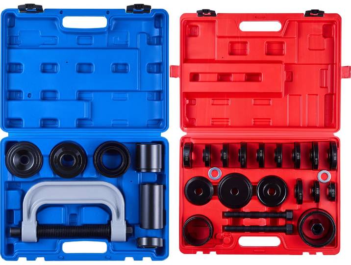 VEVOR Jeu de presses à roulements 10+24 pièces\, 2 en 1 presse à rotule & jeu d'extracteurs de roulements de roue\, jeu de chasse-joints avec 13 douilles\, cadre C et manchons\, kit de démontage et d'installation robuste avec mallette