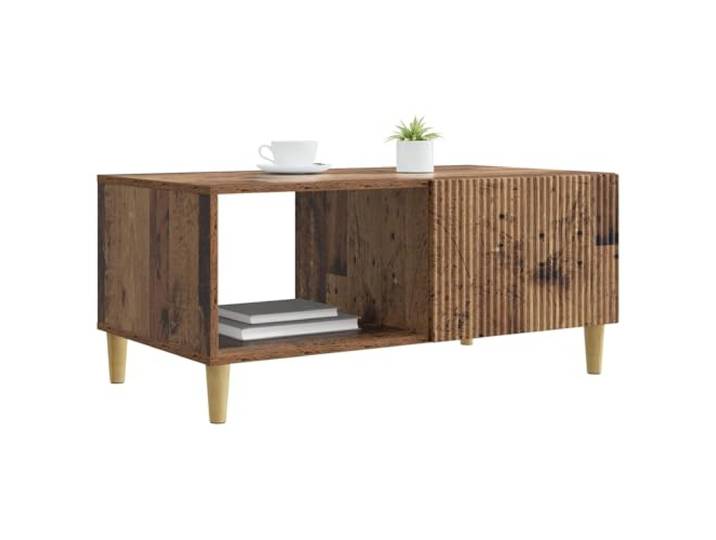 KTHLBRH Beistelltisch aus antikem Holz, 90 x 50 x 40 cm Holztechnik, 2 Fächer, Drehtür, Vintage Design, Pflegeleicht