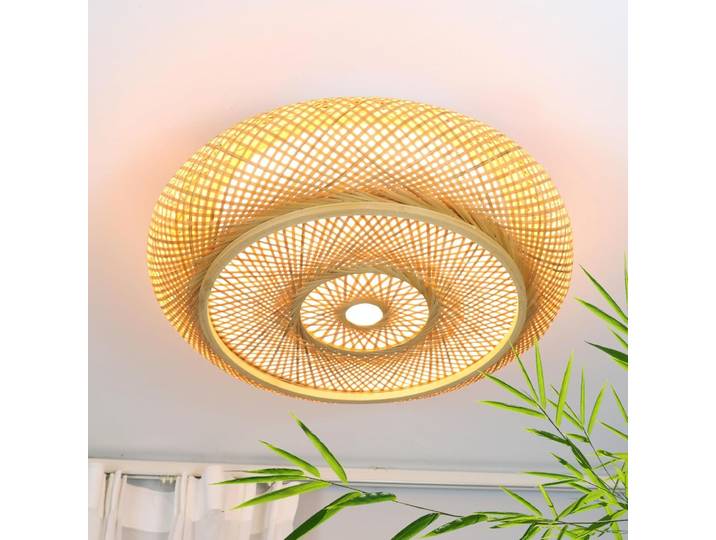 Plafond LED en bambou luminaires Boho encastré plafonnier 50/60CM tissé à la main plafonnier pour chambre salon