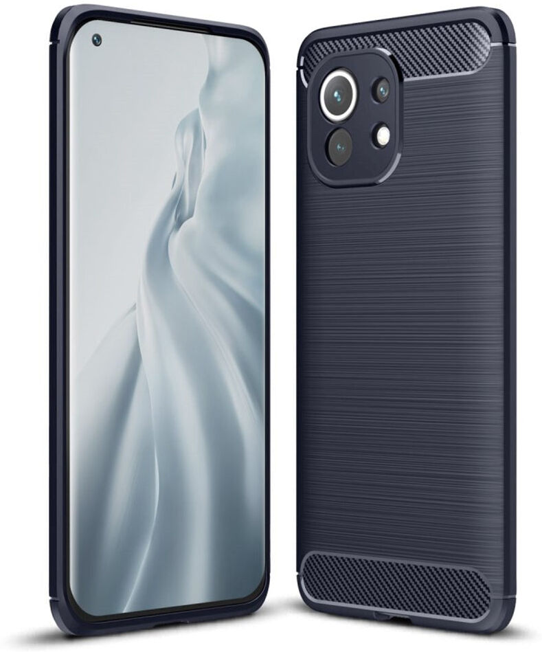 INCOVER Xiaomi Mi 11 Brushed Carbon Fiber Bagside Cover - Mørkeblå