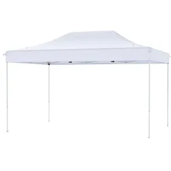 COSTWAY 3x4,5m Faltpavillon, Pop-up höhenverstellbar mit Rolltasche, 4 Seilen & 8 Heringen, wasserdicht Weiß