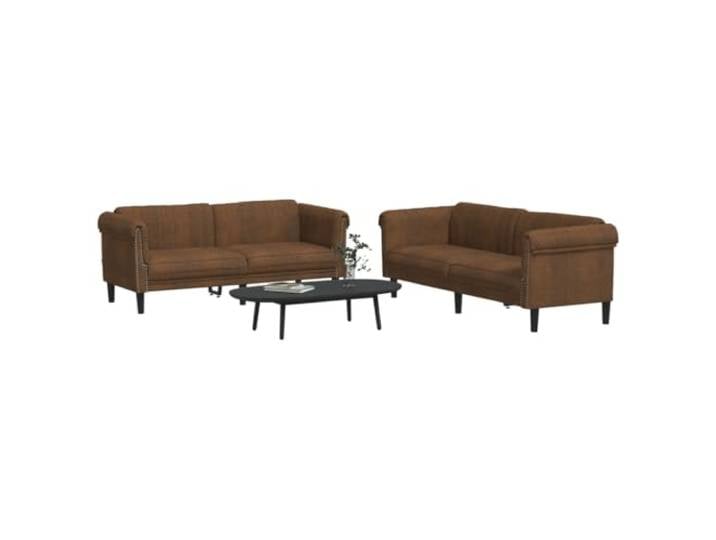 KTHLBRH 2-teiliges Sofa-Set aus Samt, Braun Beine aus Massivholz, Füllung aus Schaumstoff, maximale Belastung 110 kg, für Wohnzimmer