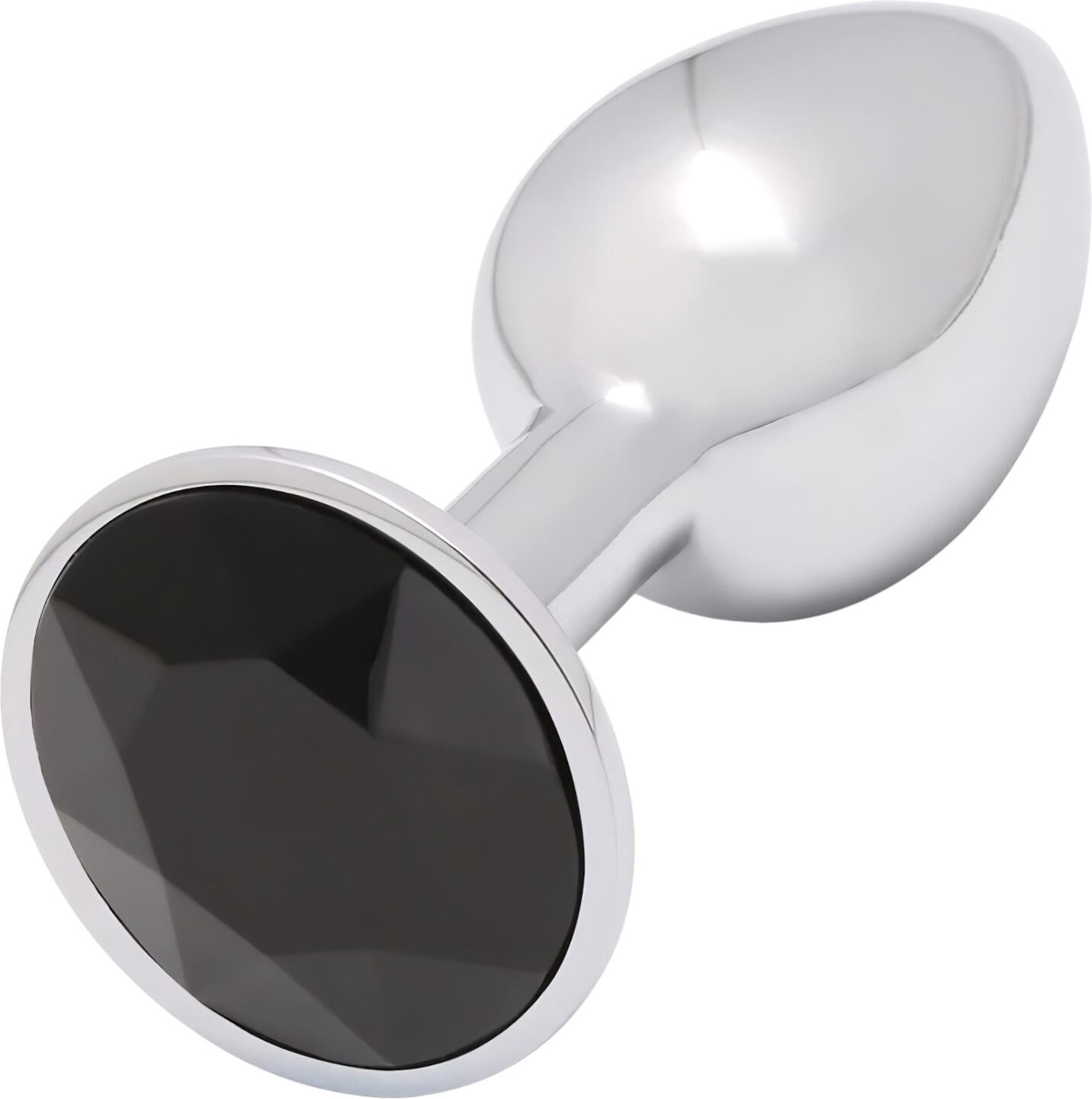 Sunfo - Metallic Anal Plug with Black Gem (Silver)
