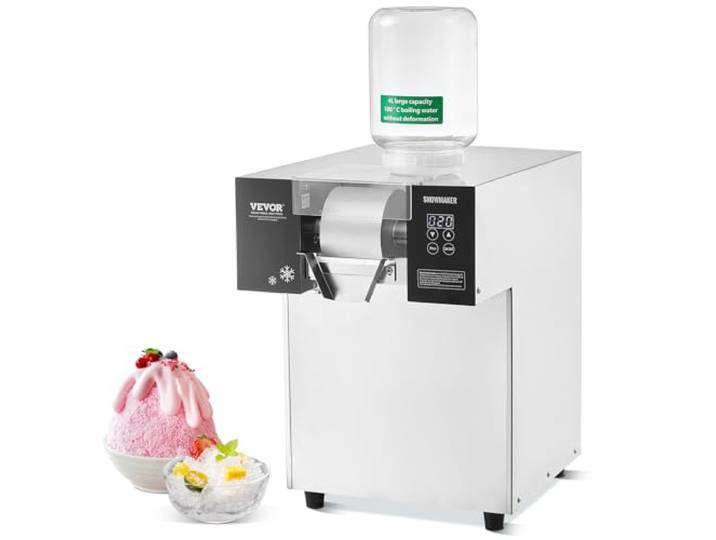 VEVOR Machine à Glace Râpée de Neige Commerciale\, Machine à Râper la Glace 175 kg/24H\, Machine à Glace Pilée en Inox\, Système de Refroidissement par Liquide\, Glace Rasée pour Dessert Boulangerie Café