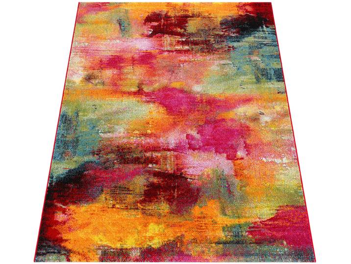 Teppich PACO HOME Canvas 754 , bunt (mehrfarbig), B:80cm H:16mm L:150cm, Polypropylen (PP), Teppiche, Teppich, Kurzflor, modernes Design, mit Arizona Leinwand Optik