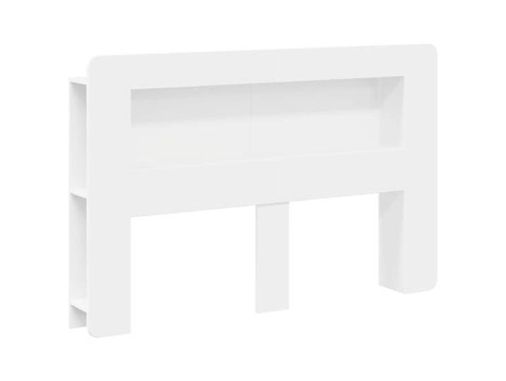 hliofuir Kopfteil Schrank Weiß 153,5x18,5x100 cm Holzwerkstoff Regal Bett Modernes Kopfteil mit integrierten Regalen für das Schlafzimmer, bietet Platz für Bücher und Deko auf schlanker Fläche.