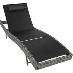 tectake Rattan Sonnenliege Moana  Grau-Meliert