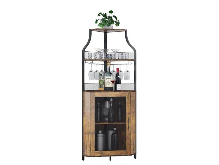 Meuble Range Bouteilles - PROMIRACAL - 50 Bouteilles - Bois Massif - Style Industriel - Marron
