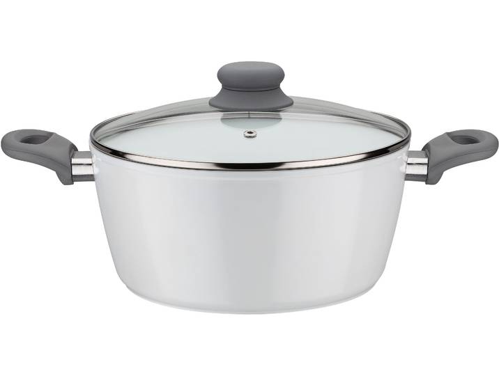 Kochtopf GSW Fiona , weiß, H:12,5cm Ø:28cm, Töpfe, Kochtopf, weiß mit Softtouch-Griff kratzfeste ILAG CERAMICVeredelung, Induktion
