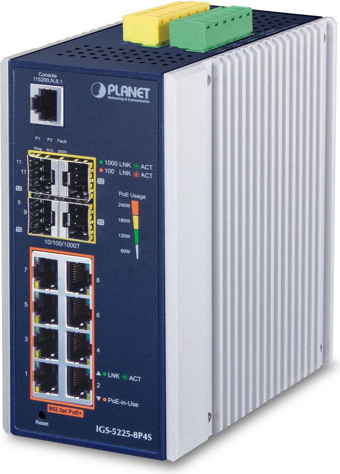 PLANET IGS-5225-8P4S, Managed, L2+, Gigabit Ethernet (10/100/1000), Vollduplex, Power over Ethernet (PoE), Wandmontage
