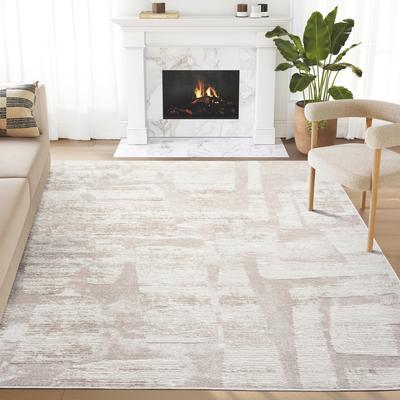 Abani Rugs Abani Viva VIV120A Neutral Cream Beige Block Pattern Area Rug