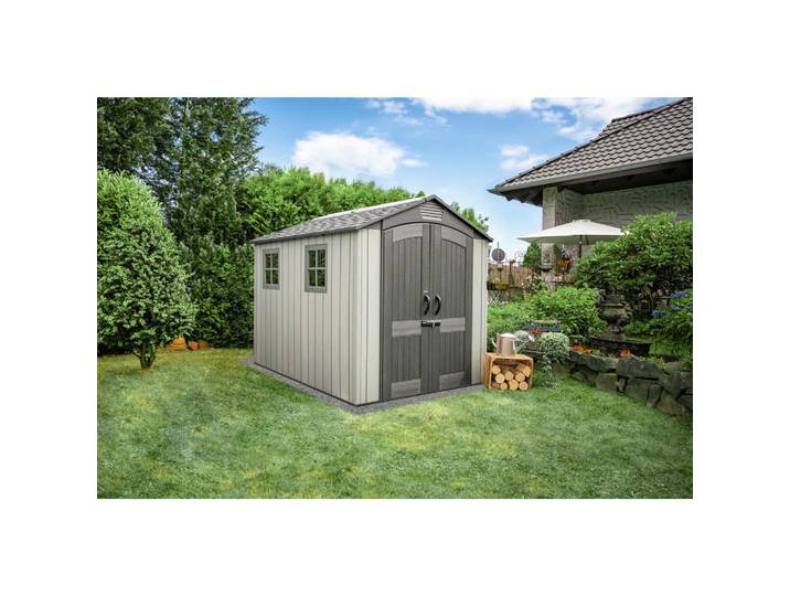 Gerätehaus, Grau, Kunststoff, 204x227x285 cm, wartungsfrei, Gartenzubehör, Geräteschuppen