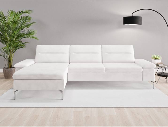 Ecksofa Rio Nr. 1 links - Weiß (Cremeweiß) - Vintage Velours