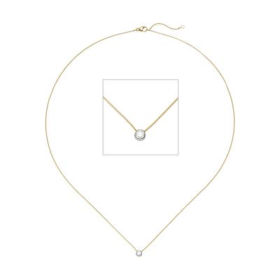 Kette mit Anhänger JOBO "mit Diamant Brillant zierlich", gold (gelbgold 750), Halsketten, Damen, Diamanten Gelbgold 750 Weißgold 750, L: 45, Diamanten, Gelbgold 750, Weißgold 750, 18 Karat 750 Gold bicolor