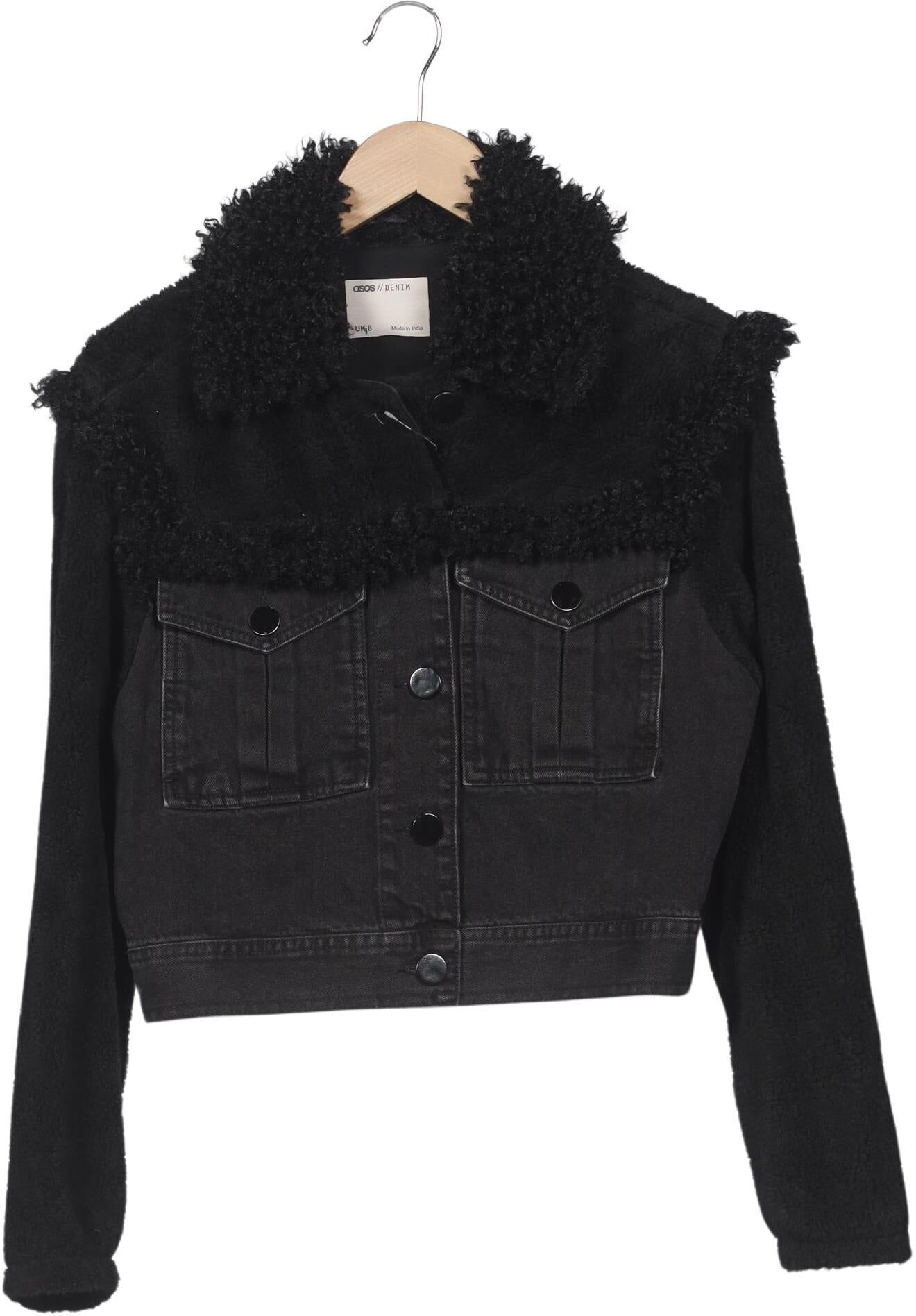 asos Damen Jacke, Schwarz, Gr. EU 36, Baumwolle / Synthetik - Second Hand