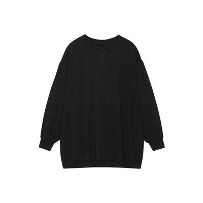Rundhalspullover MOSHI MOSHI MIND "moshi moshi mind Pullover Better", Damen, Gr. onesize, schwarz, Obermaterial: 100% Baumwolle, Pullover Rundhalspullover