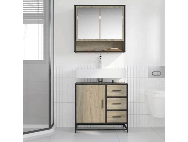 (Vente chaude)Meuble-lavabo de Salle de Bain Cabinet Sous évier JILL'S Meuble WC chêne sonoma bois d'ingénierie - M955906