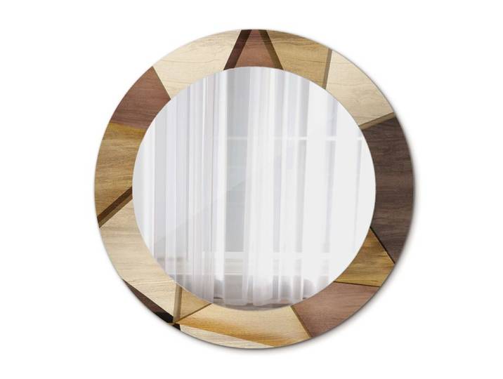Tulup Cadre Ø 60 cm Salle De Bains Verre Miroir Circulaire-Bois géométrique 3d