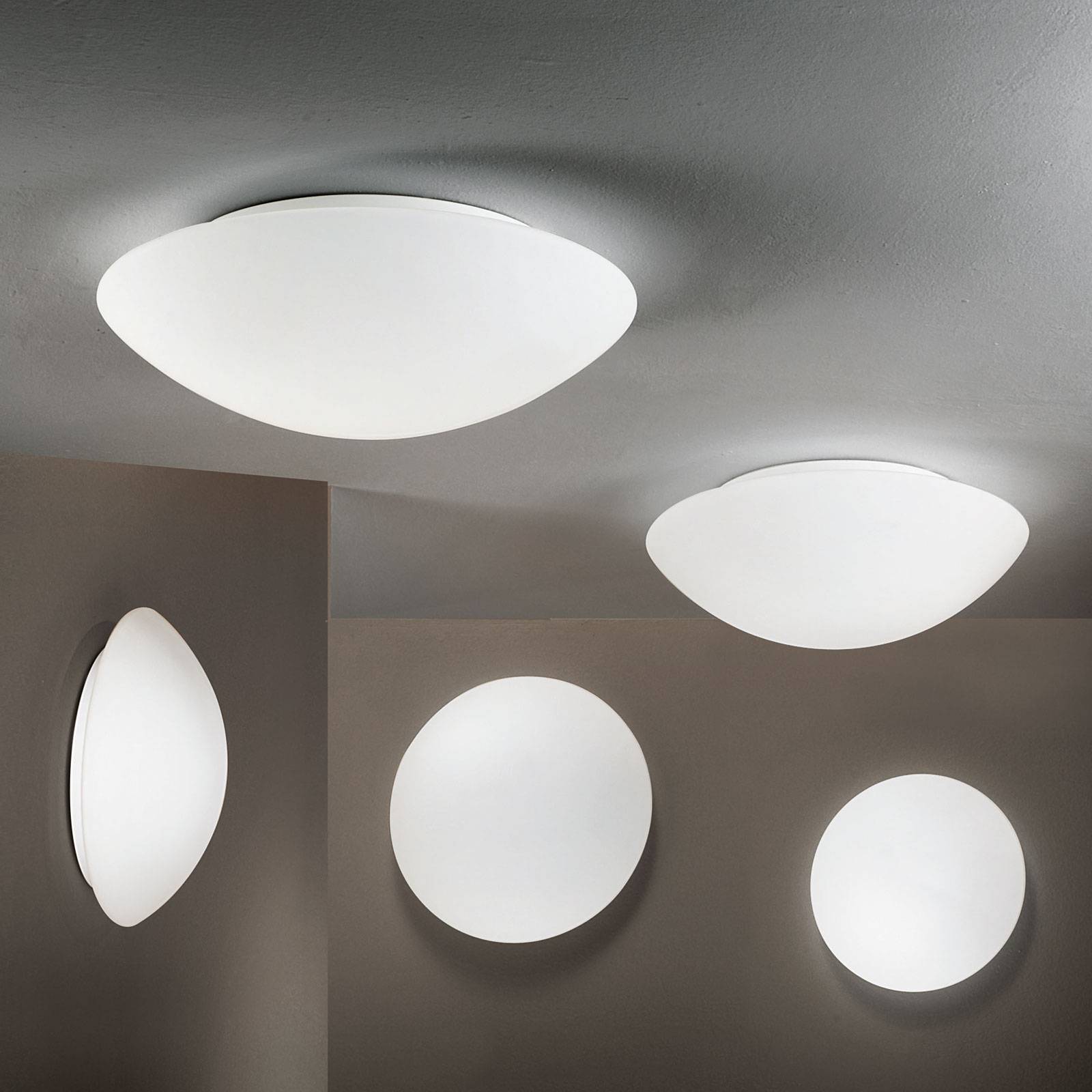 Fabas Luce Ceiling Light Pandora, dimmable, White / opal, Living / Dining Room, Glass, Ceiling Light