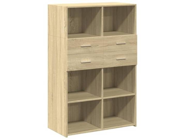 KGFHERENB Highboard Sonoma-Eiche 80x42,5x124 cm Kommode Schrank Highboard mit Schubladen und offenen Fächern für Wohnzimmer und Flur. Belastbar bis 100 kg mit pflegeleichter Oberfläche.