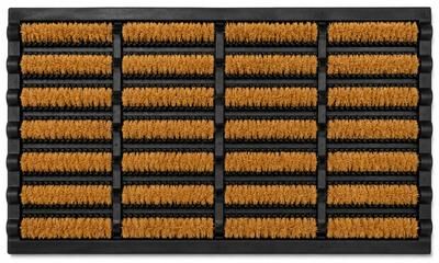 Gardenised "Shoe and Boot Scraper Mat with Tray Coir Bristles Built-In Wire Brush and Non-Slip Rubber Base for Mud Dirt Removal 18x30"""