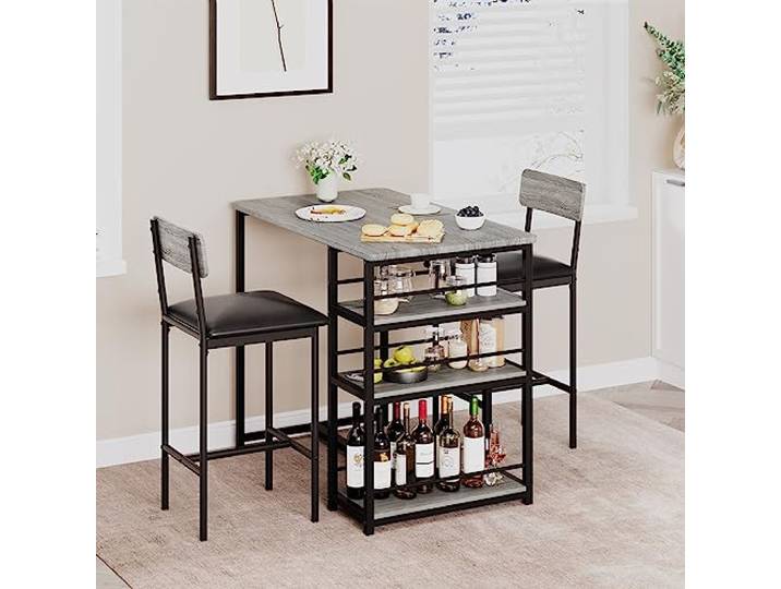 Lidzopas Stilvolles Bartisch- und Stühle-Set, 1-Box-Verpackung, hoher Kneipentisch mit Hocker, für Küche, Esszimmer, Hausbar