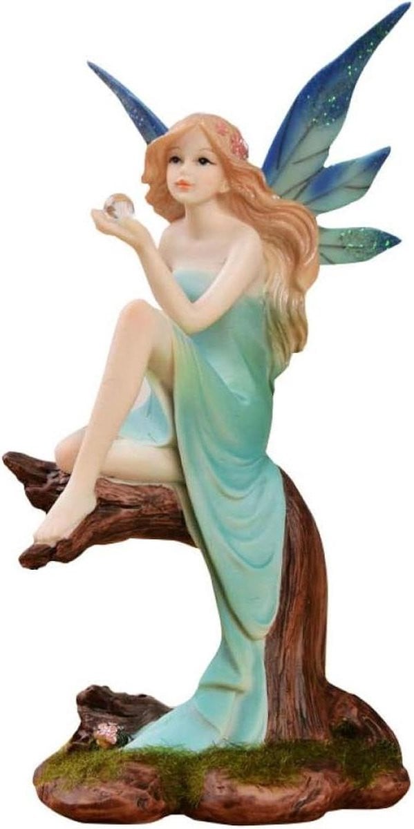 Wit Decoratie Beeldje Engeltje Miniatuur van Hars - 20 cm