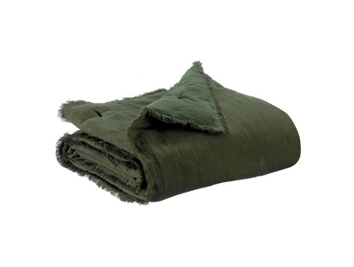 Plaid uni en coton olive 135 x 200 cm