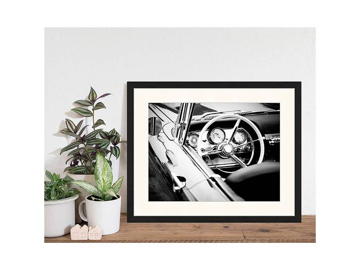 Bild Old cabriolet car Rahmen: Massivholz Buche, lackiert Abdeckung: Plexiglas Schwarz 53 x 43cm
