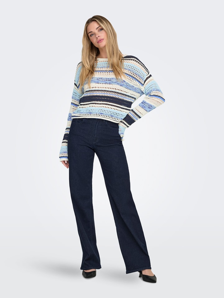 ONLY Pullover Blau/ Creme - XL