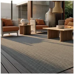 Teppich Outdoor DAFNE in Schwarz, einfarbig, 160 x 230 cm