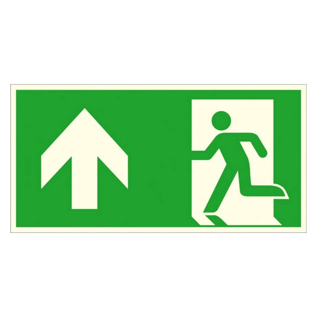 Wolk Fluchtwegschild Aluminium Notausgang links aufwärts geradeaus (15.A1010)