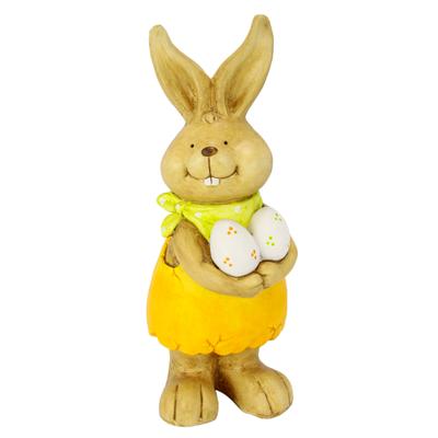 Dekofigur I.GE.A. "Deko Osterhase mit Eier", braun (gelb), B:18cm H:46cm, Magnesia, Dekofiguren, Figur 46 cm Deko Hase Osterdeko Hasenfigur Frühling Ostern Ostereier