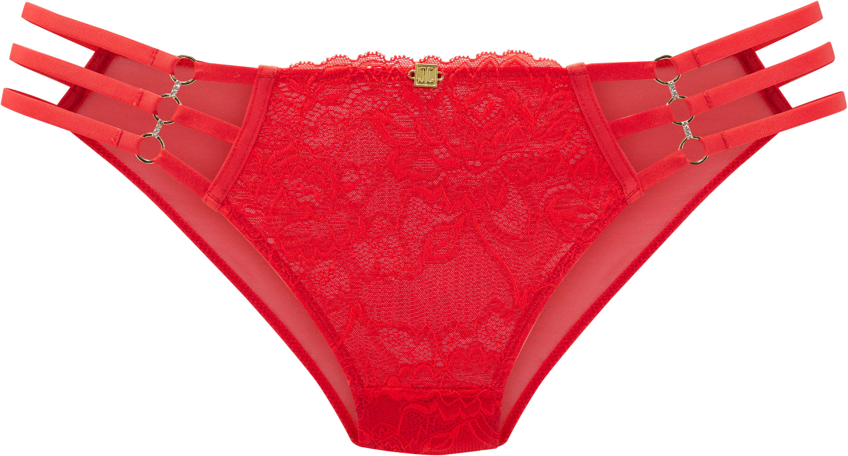 Slip JETTE, Damen, Gr. 32/34, rot, Spitze, Obermaterial: 90% Polyamid, 10% Elasthan, Unterhosen Slip, mit aufregenden Bänder- und Ringdetails, sexy Dessous