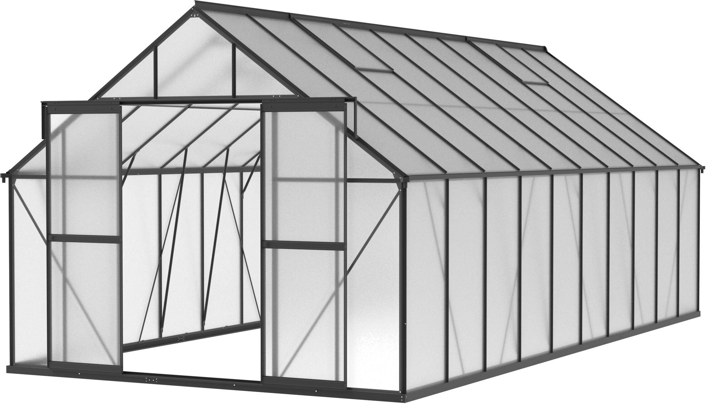 B2B Partner Gewächshaus 245 x 304 x 606 cm, schwarz