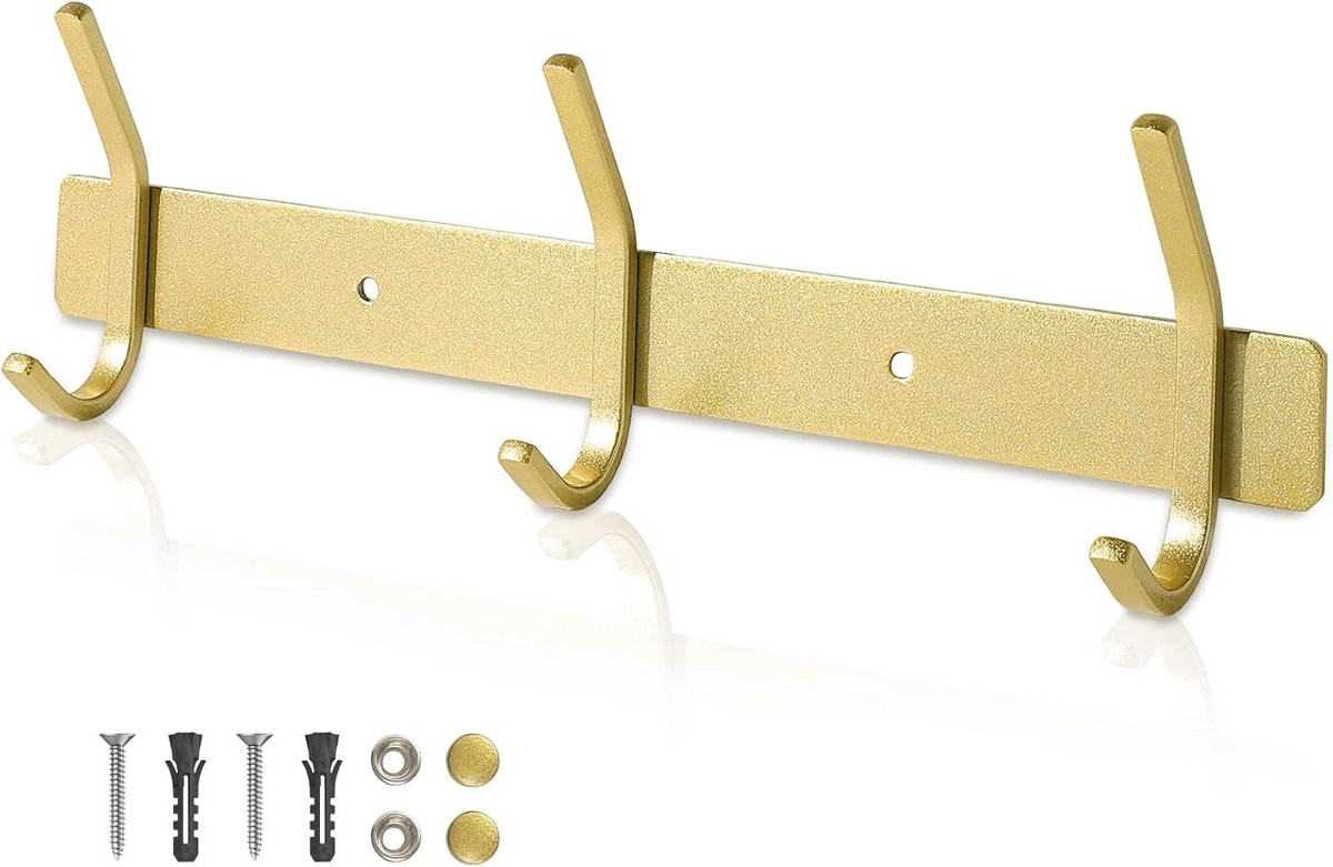 Gouden Garderobe Haaklijst - Roestvrij Stalen Kledinghaken met 3 Haken voor Wandmontage