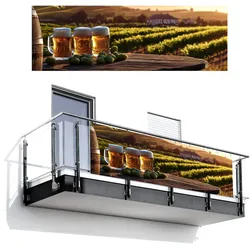 BALKON-SICHTSCHUTZ Bier - Hopfen - Landschaft Windschutz 300x100 cm