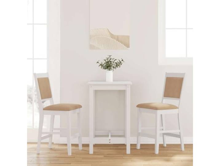 VIHHQGC Barhocker mit Kissen 2er Set Weiß Massivholz Gummibaum Mit Rückenlehne, ergonomisch, stoßfest, langlebig, Esszimmer, Wohnzimmer, Naturmaterial