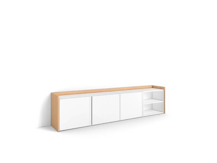 Meuble tv effet bois blanc et chêne 207x35x50cm