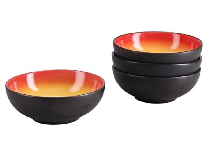 CreaTable\, 24927 Série Hot Red Service de table 4 pièces pour 4 personnes\, bol multifonction en grès\, passe au lave-vaisselle et au micro-ondes\, production de qualité
