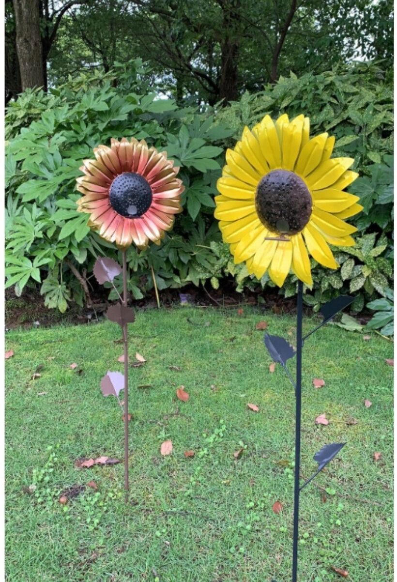 INF Papageien-Futterspender aus Metall – Sonnenblumen-Design für Garten und Terrasse, Kaffee