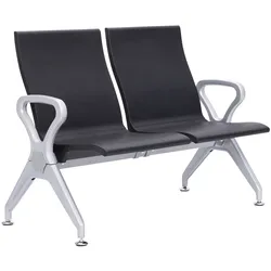 CLP Wartebank Airport-Stil Ermin, Sitzbank Flur mit Lehne, ergonomische Sitzschalen, Wartestühle mit robustem Alu-Gestell, bis 150 kg je Sitz