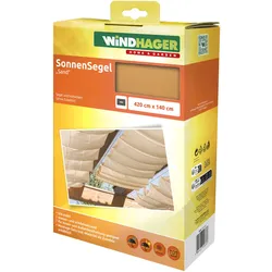 Sonnensegel WINDHAGER "für Seilspanntechnik zur Beschattung von Wintergarten und Terrasse", beige (sand), B:140cm T:140cm, Polyester, Sonnensegel, Sonnenschutz 420 x 140 cm, sand